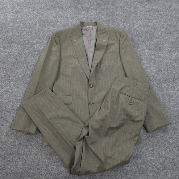 Daryl James Suit Mens 40 32x31 Green Pinstripe 2 Piece Bespoke Custom NFL Player